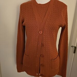 JEANNE PIERRE Women's Button-Up Cardigan - Burnt Orange